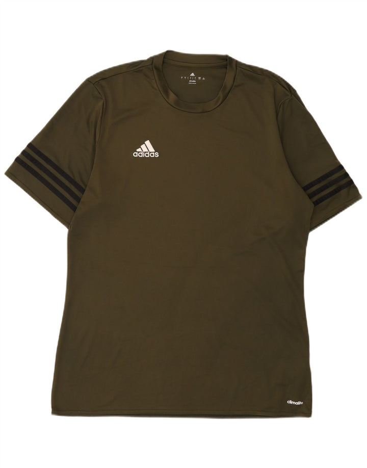 Adidas Herre Climalite T-Shirt Top Stor Khaki Polyester