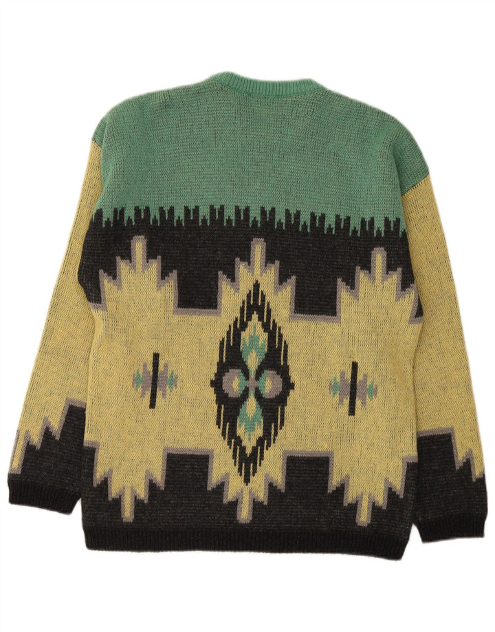 Stefanel Herre Crew Neck Jumper Sweater Medium Gul Ikat Uld