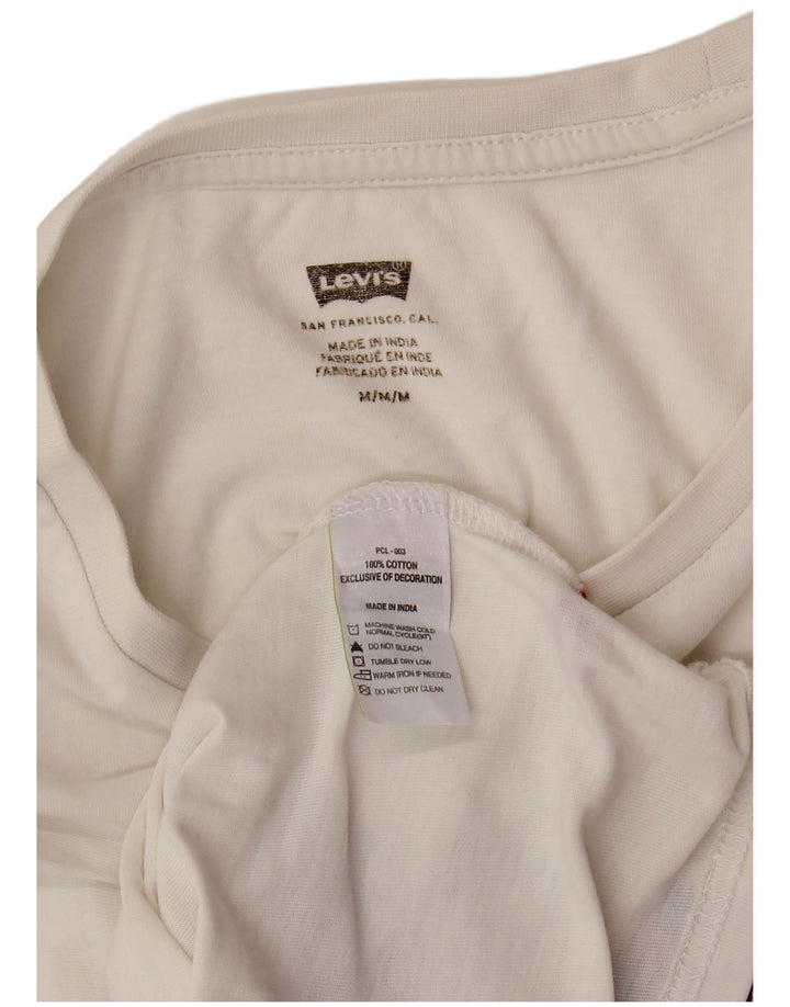 LEVI'S Herre grafisk T-shirt Top Medium Hvid Bomuld