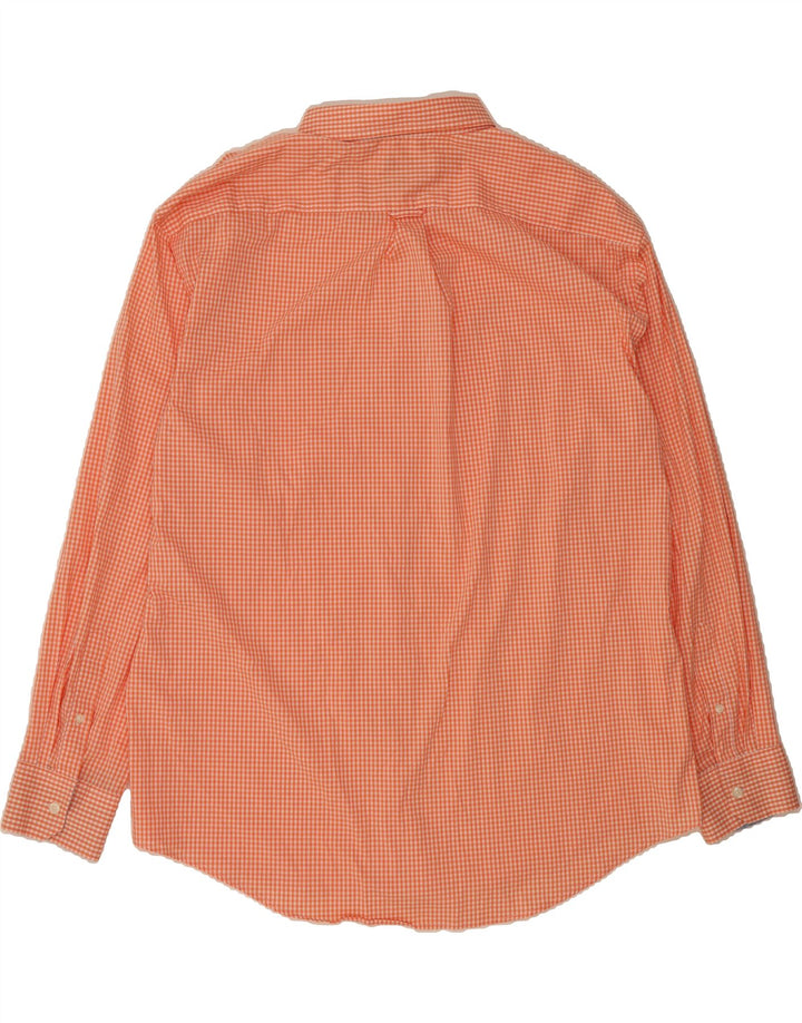 IZOD Mens Shirt 2XL Orange Gingham Cotton Vintage Izod and Second-Hand Izod from Messina Hembry 