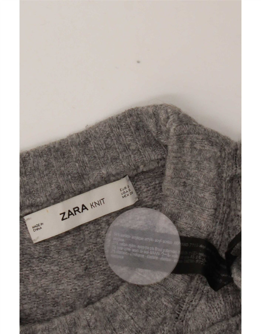 Zara Dame Oversized Turtle Neck Jumper Sweater UK 10 Small Grey Flecked