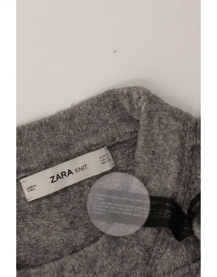 Zara Dame Oversized Turtle Neck Jumper Sweater UK 10 Small Grey Flecked