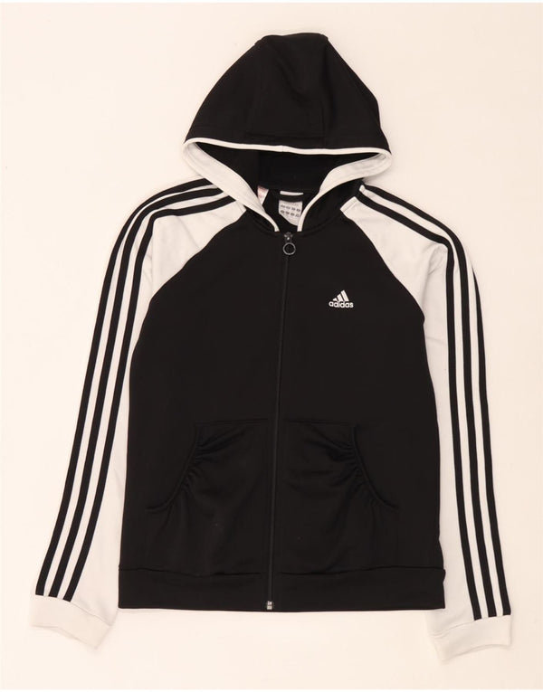 Adidas hættetrøje med lynlås til piger 13-14 år Sort Colourblock Polyester