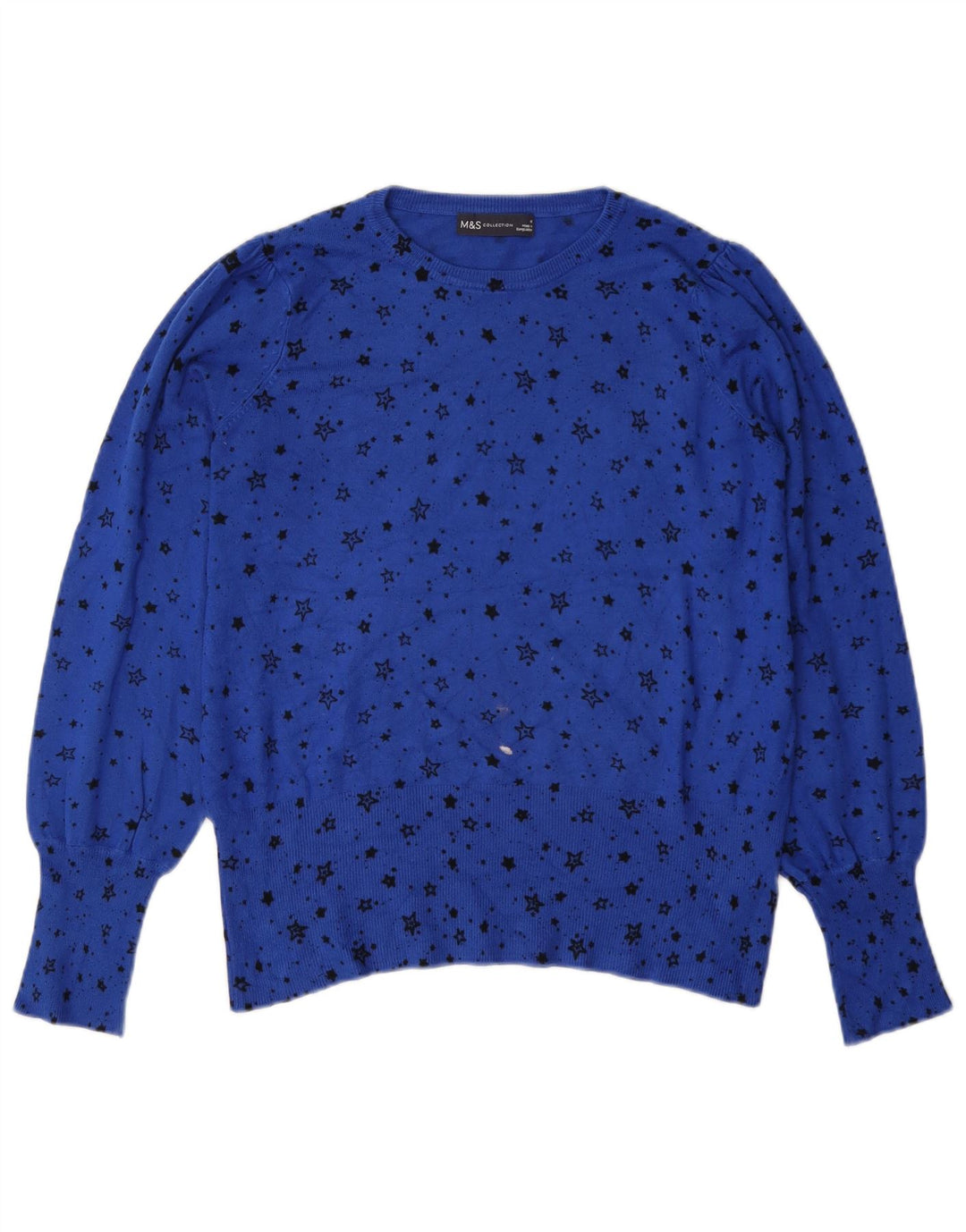 Marks & Spencer Dame Boat Neck Jumper Sweater UK 14 Medium Blue