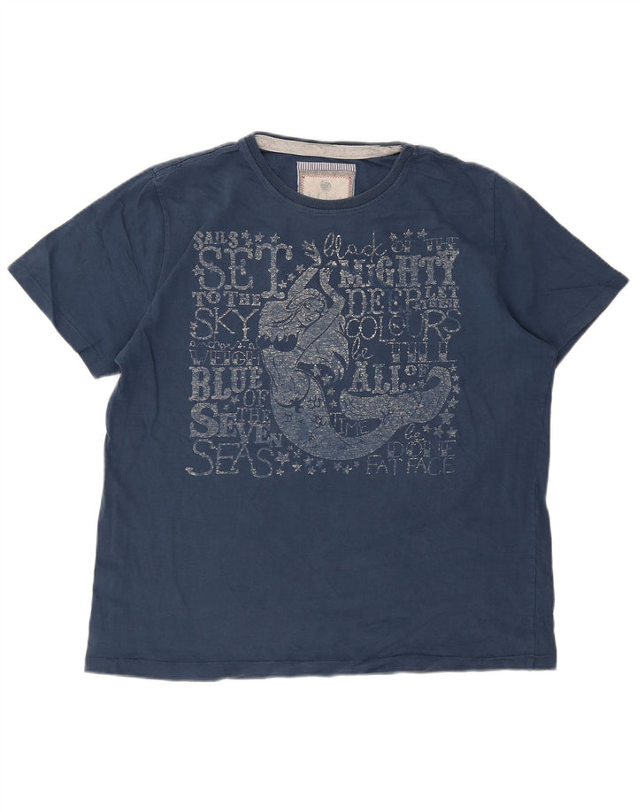 Fat Face Herre Grafisk T-Shirt Top XL Blå Bomuld