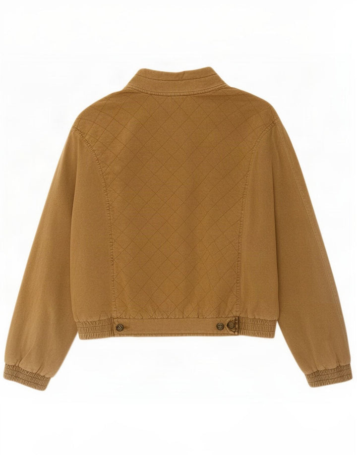 Free People Dame Oversized Quiltet Jakke UK 14 Medium Brun Bomuld