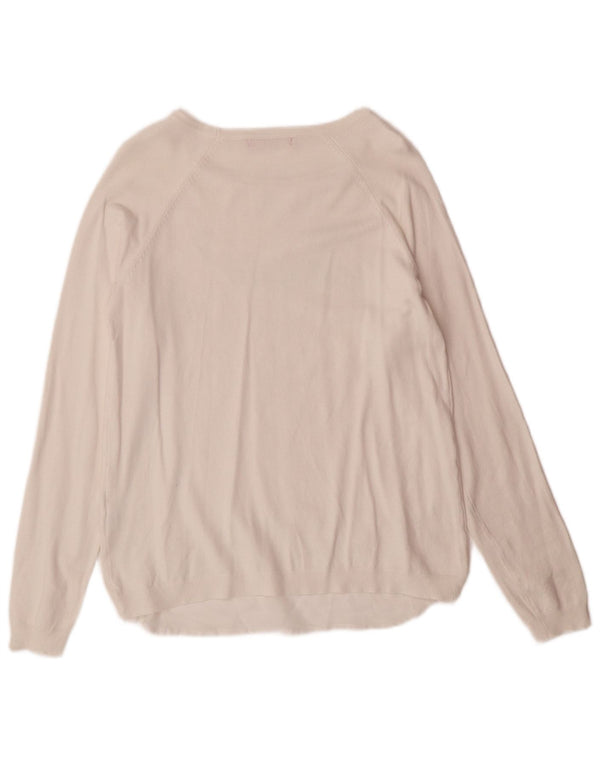 Guess Womens Grafisk Boat Neck Jumper Sweater UK 10 Small White