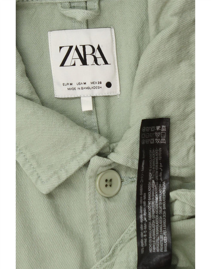 Zara Herre Utility Jacket UK 38 Medium Green Cotton
