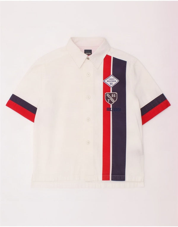 Tommy Hilfiger drenge grafisk skjorte 5-6 år stor hvid farveblok