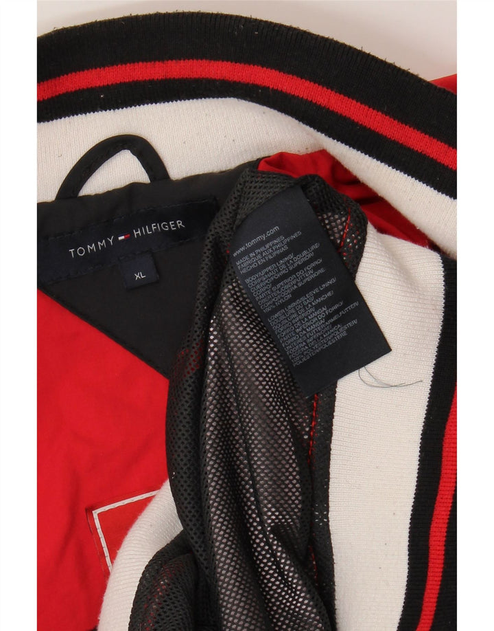 Tommy Hilfiger Herre Bomber Jacket UK 42 XL Rød Colourblock Nylon