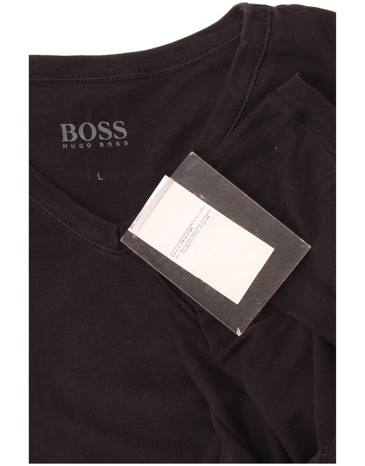 Hugo Boss Herre T-Shirt Top Stor Sort Bomuld