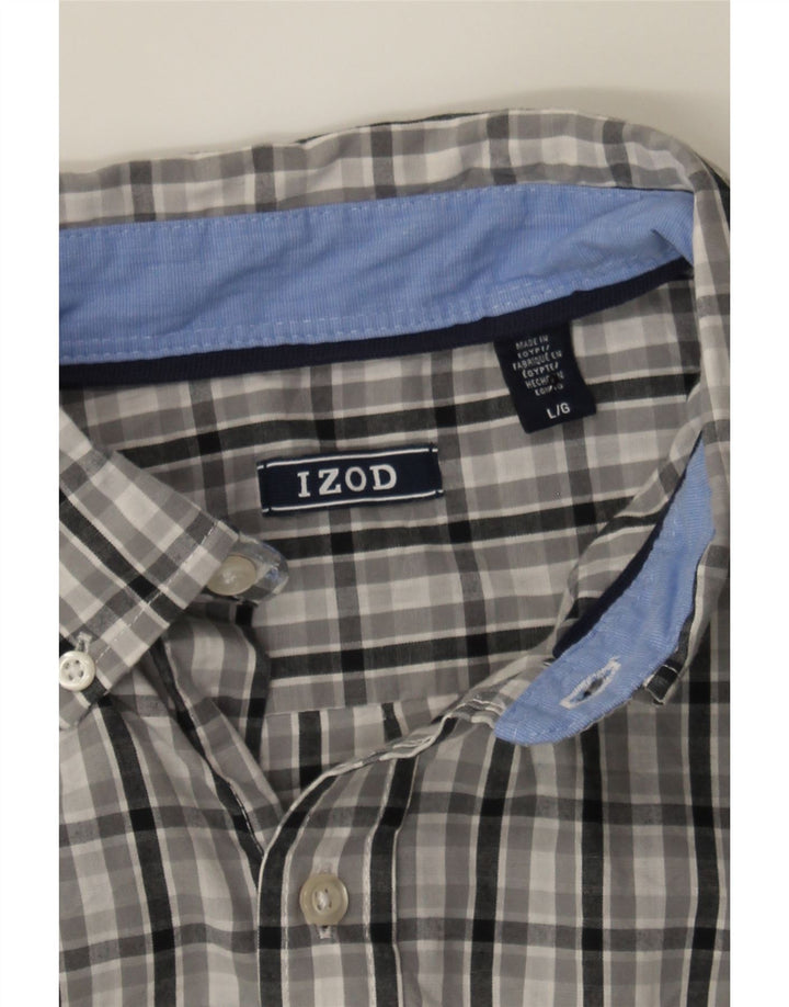 IZOD Mens Shirt Large Grey Check Cotton Vintage Izod and Second-Hand Izod from Messina Hembry 