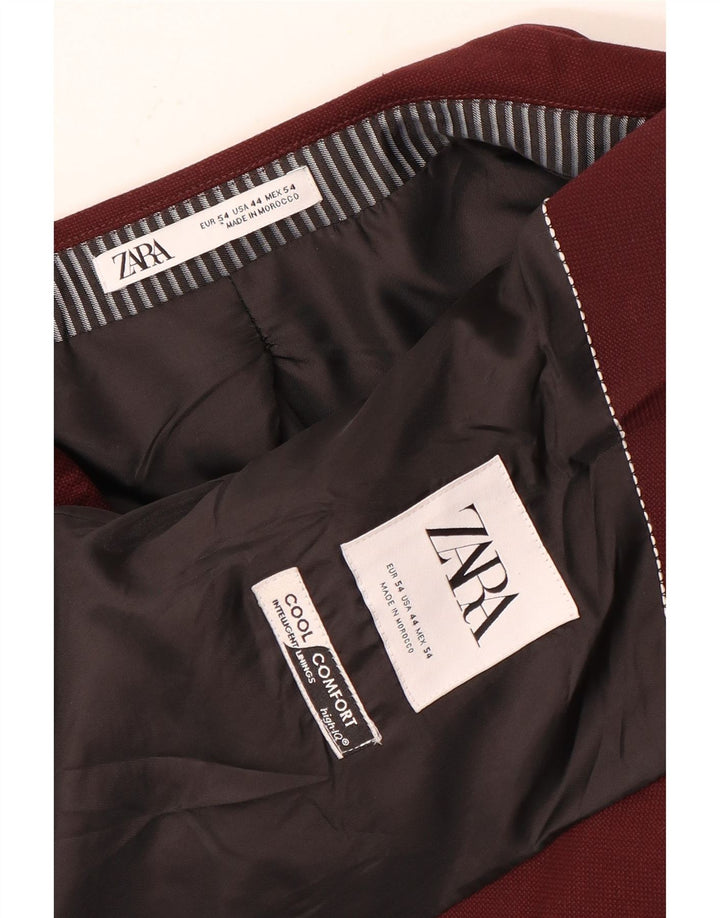 Zara Herre 1-knap blazerjakke EU 54 XL Burgundy