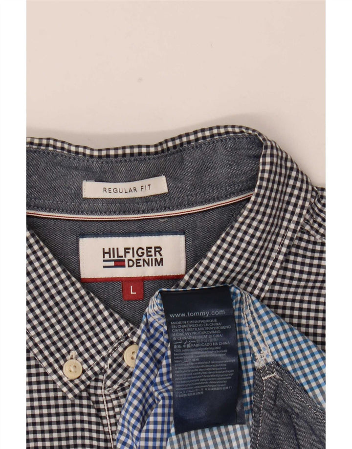 Tommy Hilfiger Herre Regular Fit Skjorte Large Blue Gingham Cotton