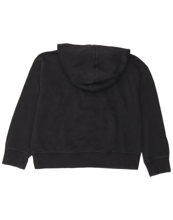 Zara Dame Oversized Hoodie Jumper UK 14 Medium Sort Bomuld