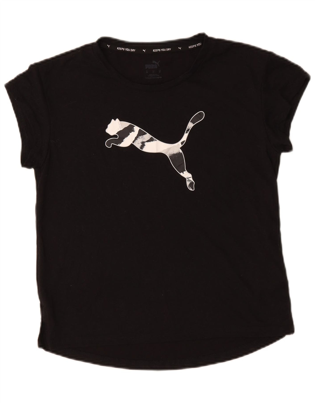 Puma Oversized grafisk T-shirt top UK 6 XS sort polyester