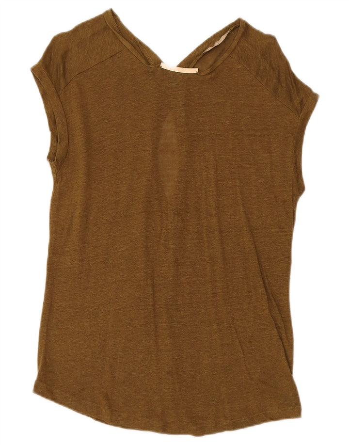 Zara Dame Bluse Top UK 10 Small Khaki