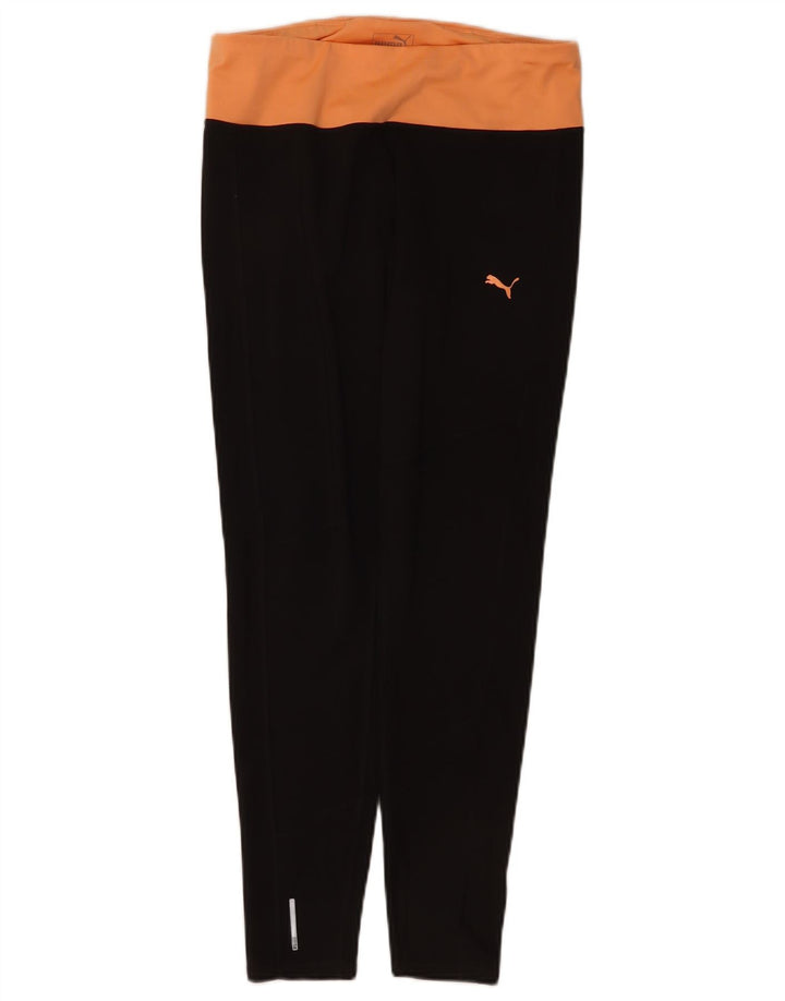 Puma Womens Leggings UK 14 Large Black Colourblock Nylon