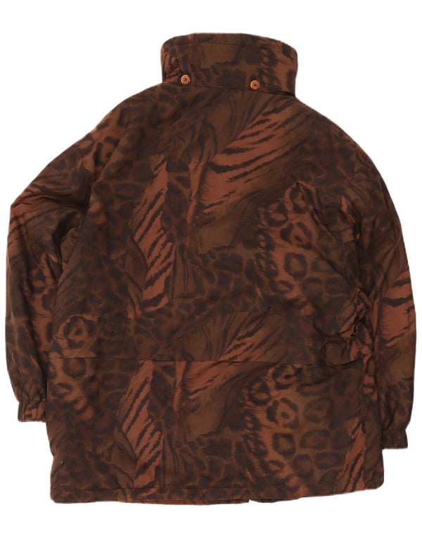 Vintage Dame Oversized Windbreaker Coat UK 10 Small Brown Animal Print