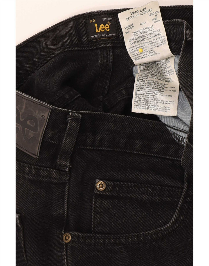 Lee Mens Brooklyn Straight Jeans W40 L32 Sort Bomuld