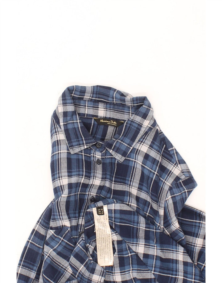 MASSIMO DUTTI Womens Flannel Shirt EU 38 Small Navy Blue Check Cotton Vintage Massimo Dutti and Second-Hand Massimo Dutti from Messina Hembry 