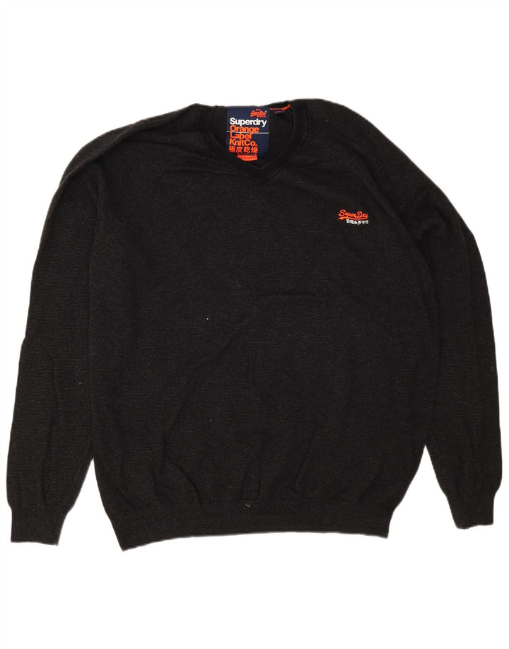 Superdry Herre V-hals sweater 2XL Grå Bomuld
