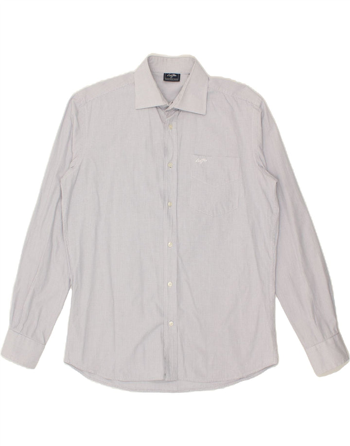 LOTTO Mens Shirt Large Blue Houndstooth Cotton Vintage Lotto and Second-Hand Lotto from Messina Hembry 