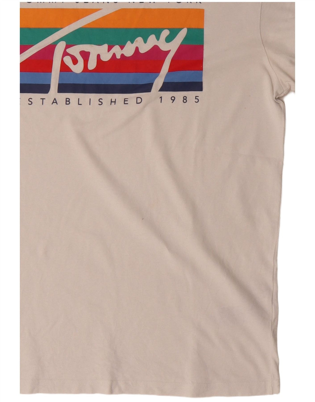 Tommy Hilfiger Herre Regular Fit Grafisk T-Shirt Top Stor Hvid Bomuld