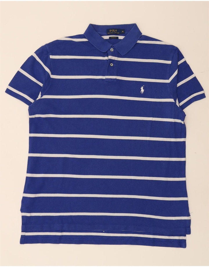 POLO RALPH LAUREN Herre Custom Fit Polo Shirt XL Blå Stribet Bomuld