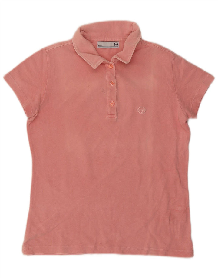 SERGIO TACCHINI Dame Polo Shirt UK 12 Medium Pink Bomuld