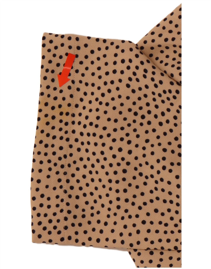 ZARA langærmet blusetop til kvinder DK 10 Lille beige plettet polyester