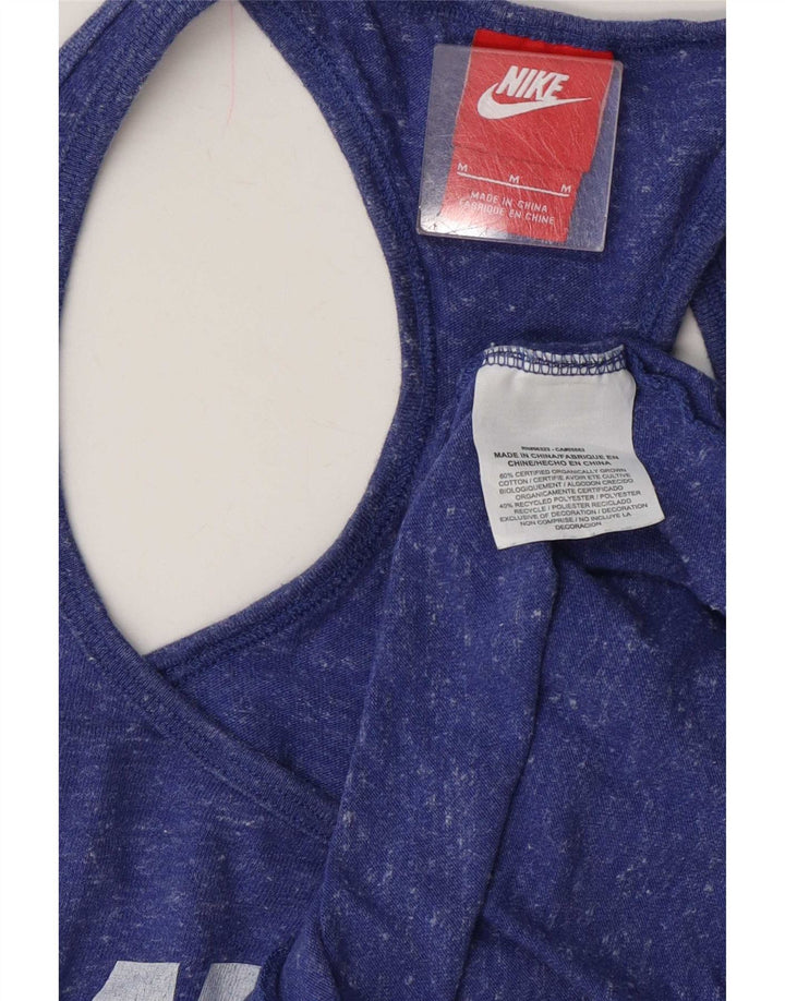 Nike Dame Grafisk Vest Top UK 12 Medium Navy Blue Flecked Bomuld