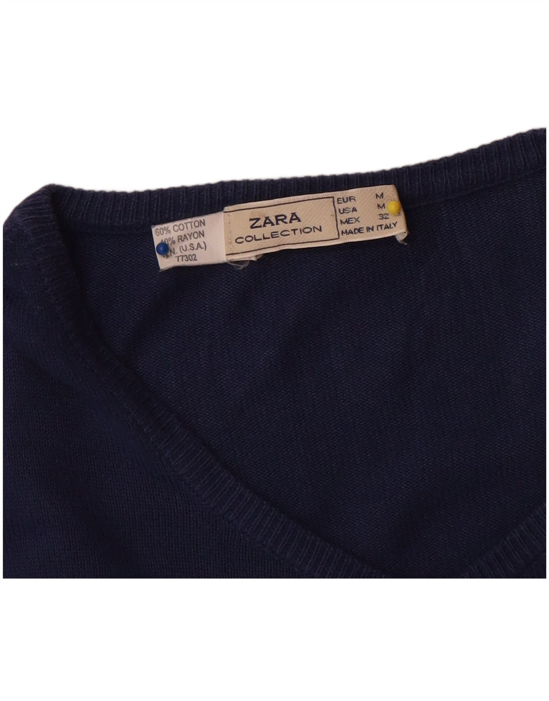 Zara Dame Cardigan Sweater UK 14 Medium Navy Blue Bomuld