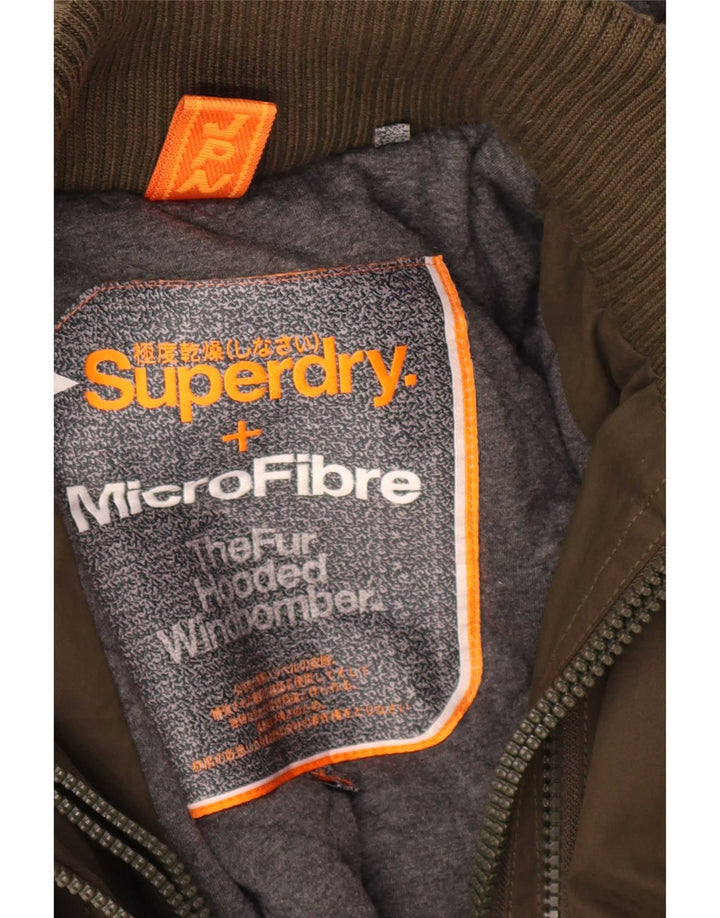 Superdry Herre Windbomber Bomberjakke med hætte UK 34 XS Khaki Polyester