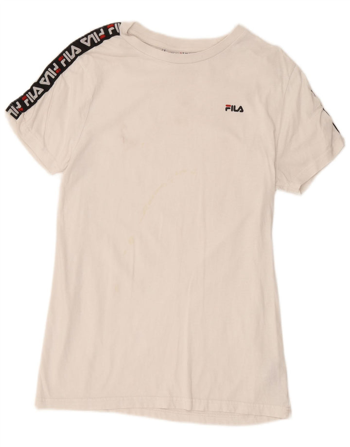 Fila Herre Grafisk T-Shirt Top Medium Hvid Bomuld