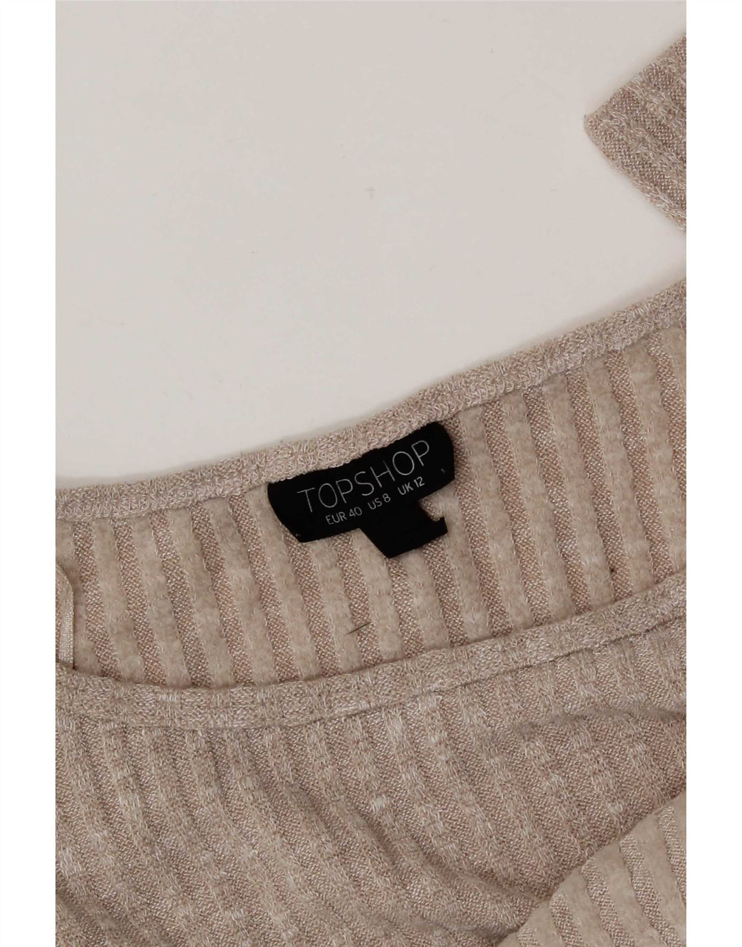 Topshop Womens Crop Oversized Top Langærmet UK 12 Medium Beige Flecked