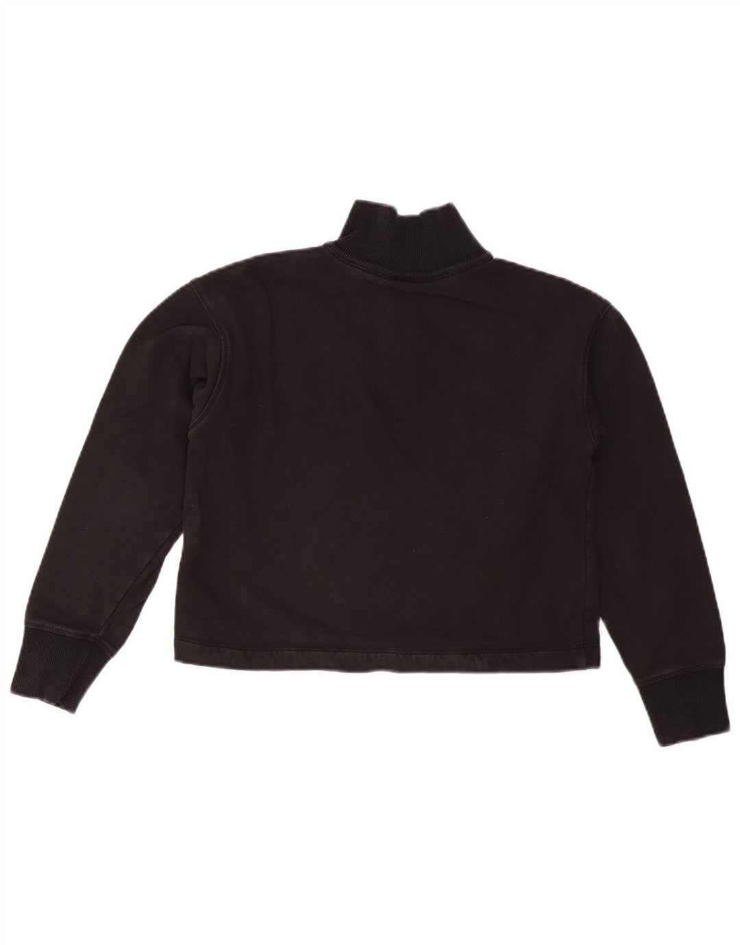 CHAMPION Womens Oversized Crop Zip Neck Sweatshirt Jumper UK 6 XS Sort