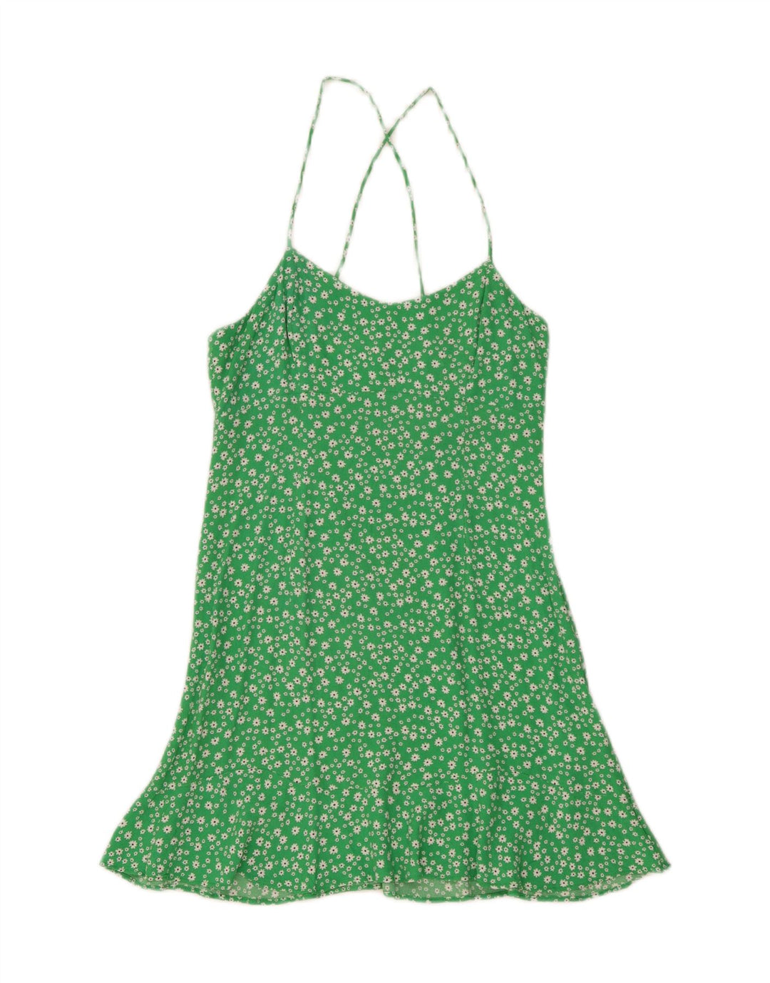 Zara Dame Sundress UK 12 Medium Green Floral Viscose