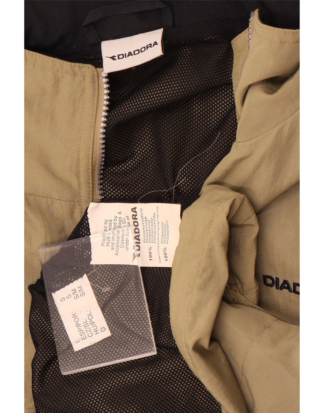 Diadora Herre Loose Fit regnjakke UK 36 Small Khaki Polyamid