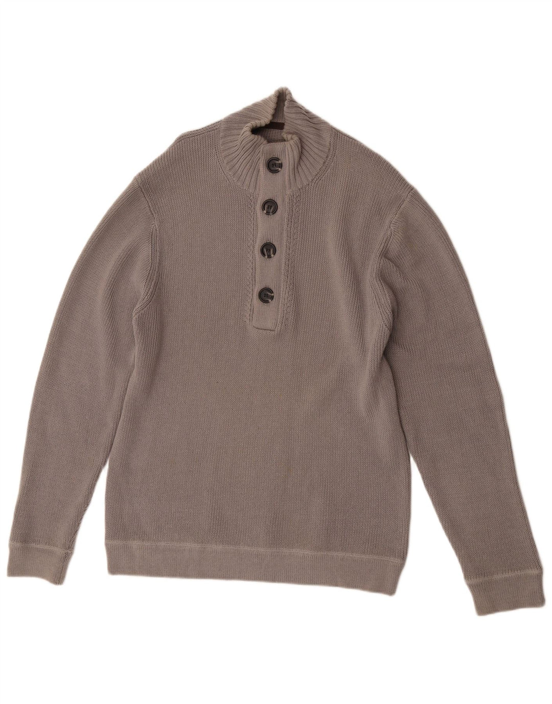 Reiss Herre Button Neck Jumper Sweater XL Grå Bomuld