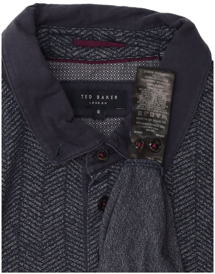 TED BAKER Poloshirt til mænd str. 6 2XL Marineblå sildebensbomuld