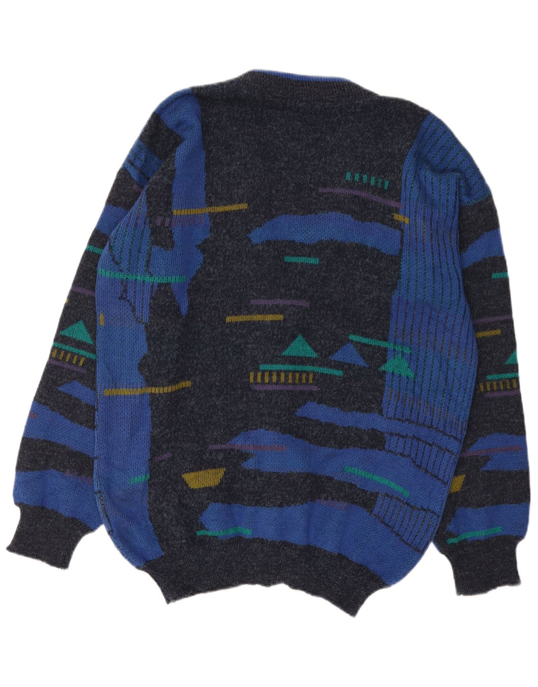 Gotzburg Herre abstrakt mønster cardigan sweater EU 54 XL Blå polyakryl