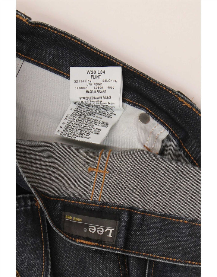 Lee Herre Flint Straight Jeans W38 L28 Marineblå Bomuld