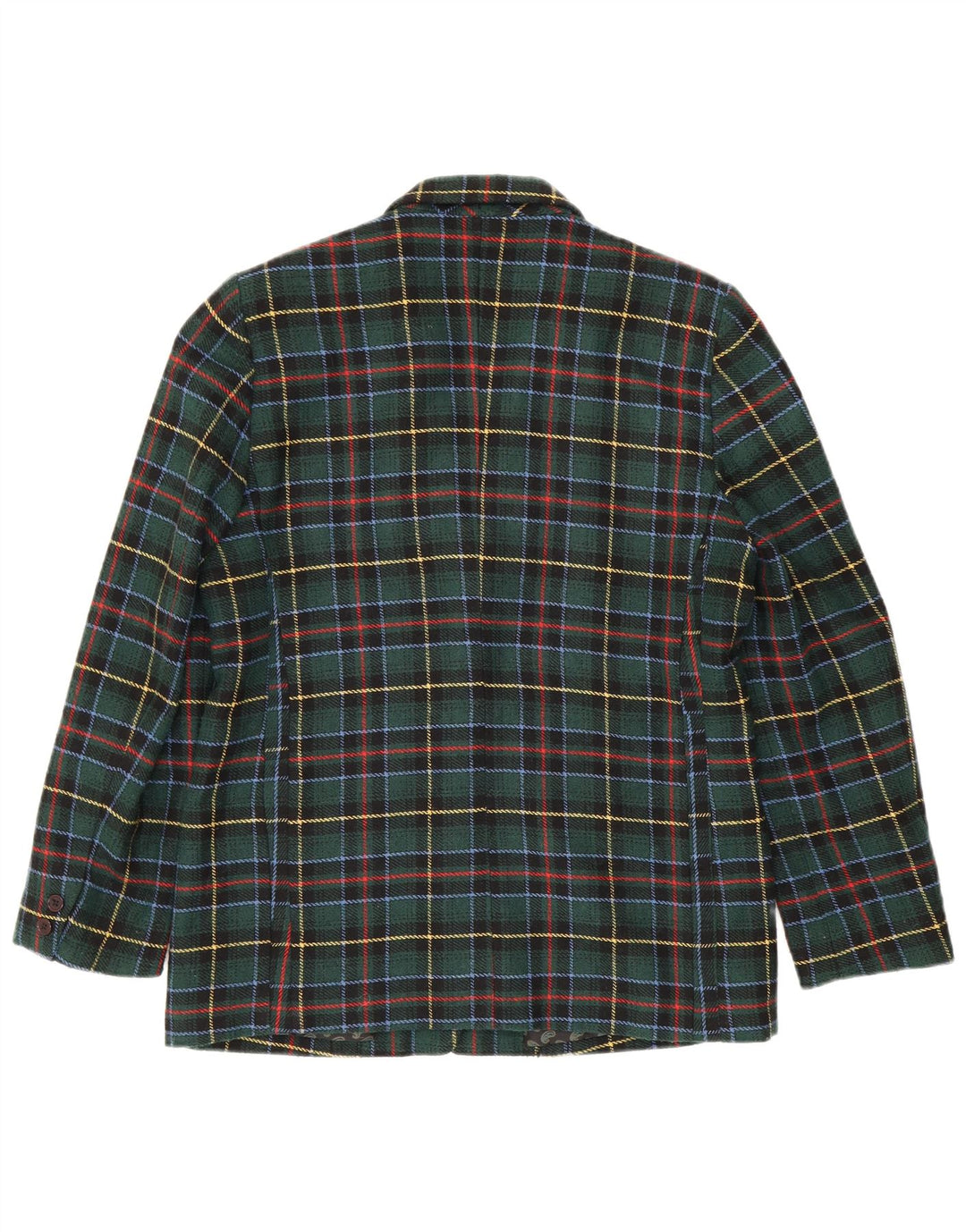 Vintage dame 3-knaps blazerjakke IT 48 XL Grøn ternet polyester