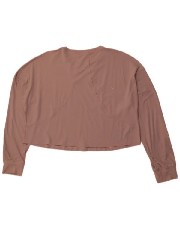 LULULEMON Dame Langærmet Loose Fit Crop Top UK 14 Medium Pink