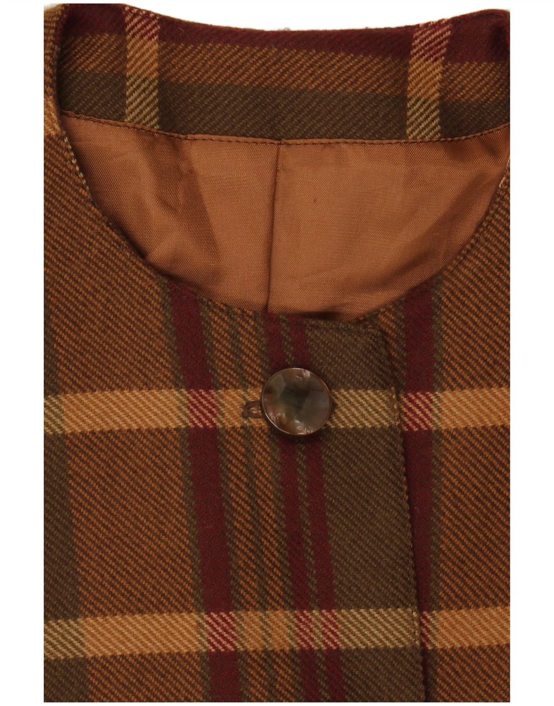 VINTAGE Womens 5 Button Blazer Jacket UK 14 Medium Brown Plaid