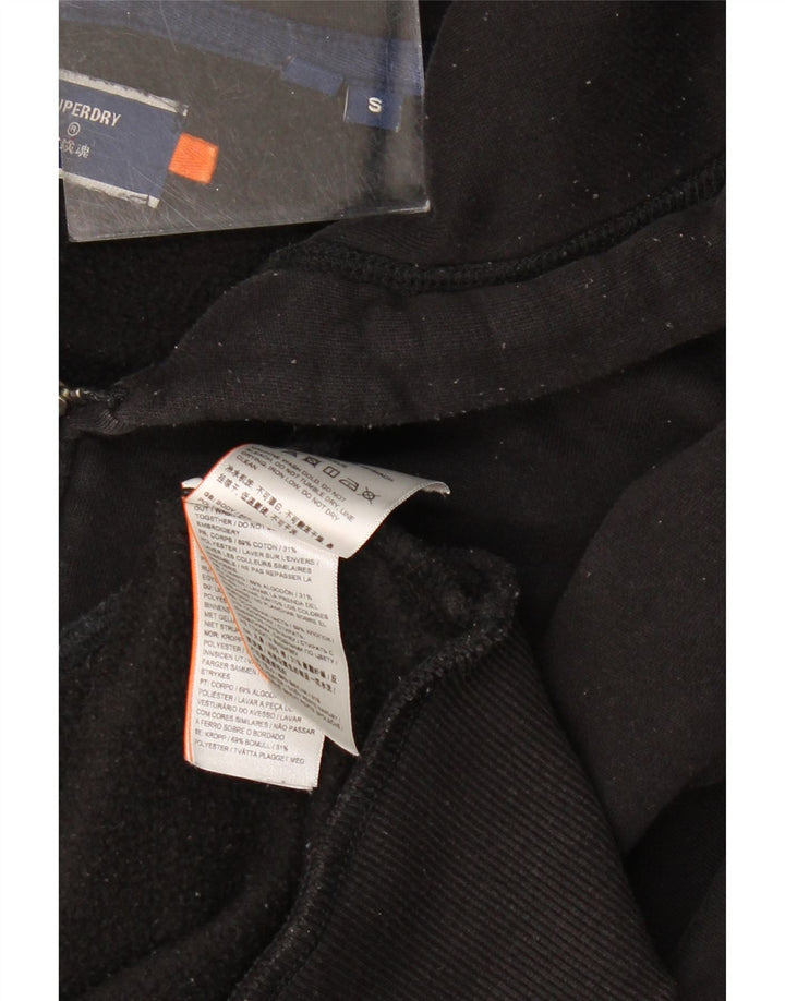 Superdry Hættetrøje med lynlås til mænd, lille sort bomuld