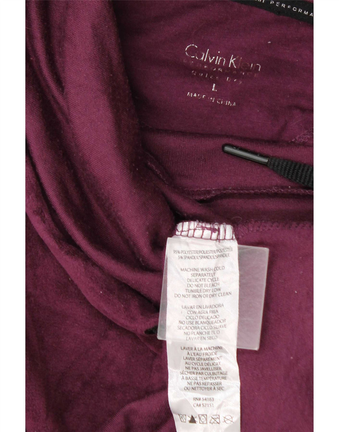 Calvin Klein Dame Velour Sweatshirt Jumper UK 16 Large Maroon Polyester