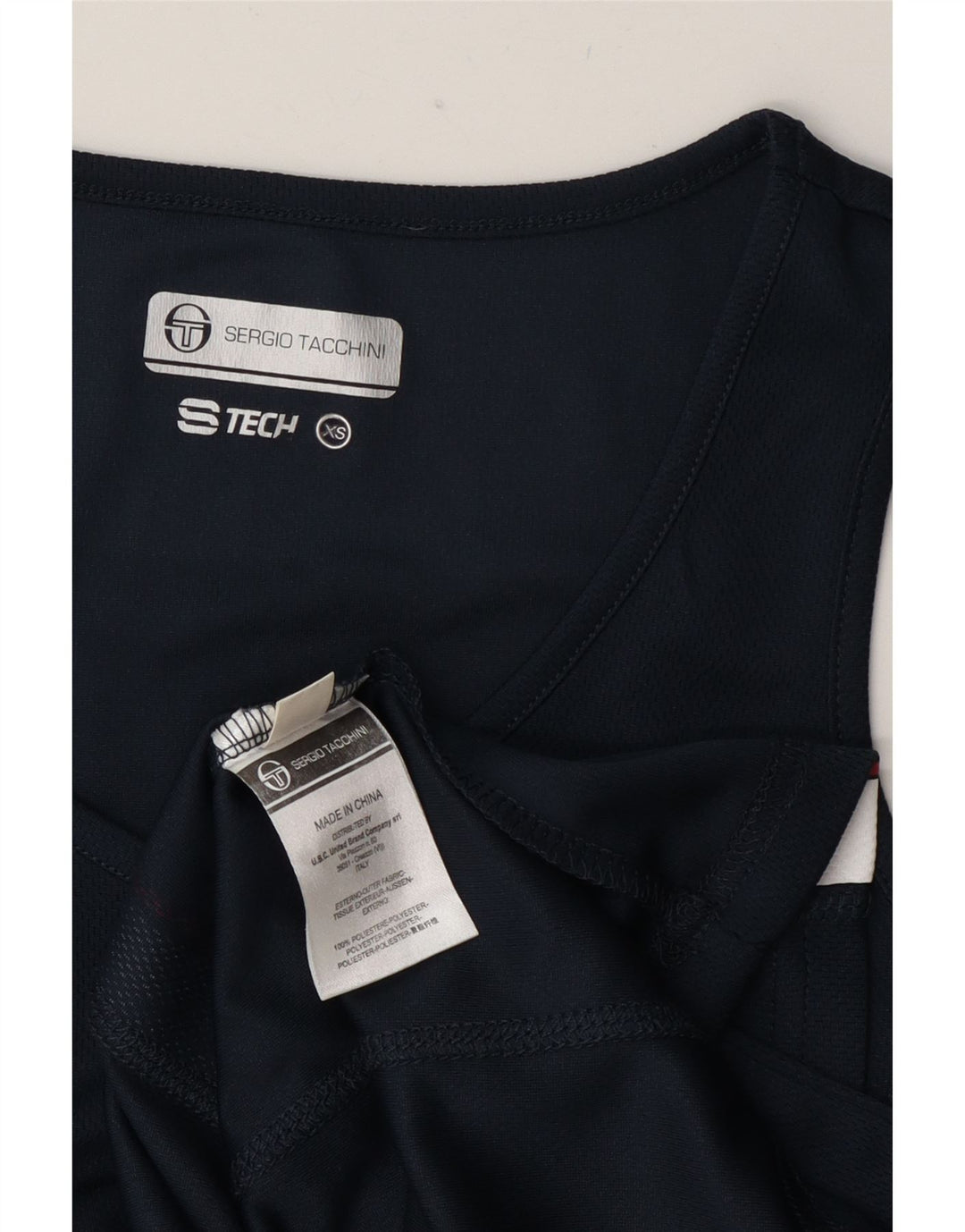 Sergio Tacchini Damevest Top UK 6 XS Navy Blue Colourblock Polyester