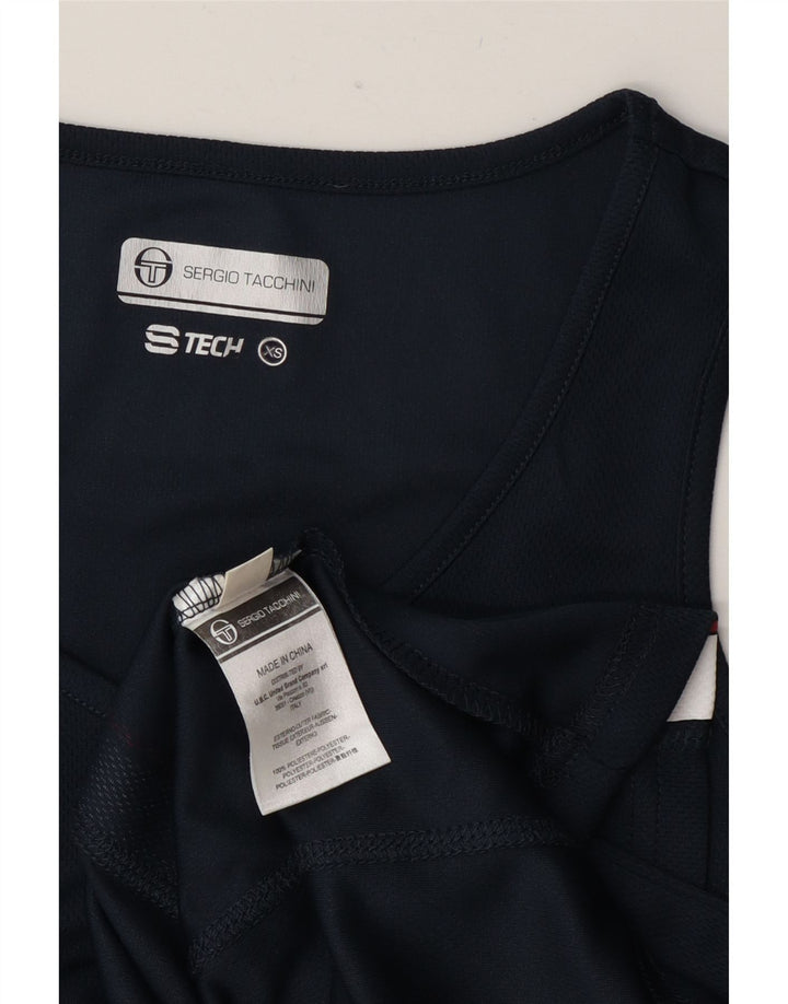 Sergio Tacchini Damevest Top UK 6 XS Navy Blue Colourblock Polyester